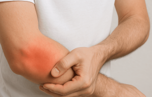 pijn-elleboog-man-focus-pain-spot